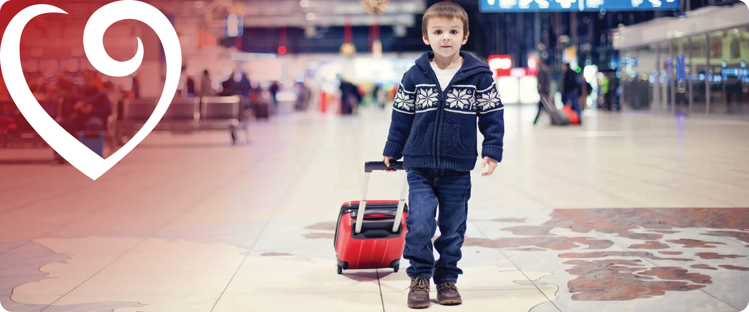 Kid with suitcase on an airport