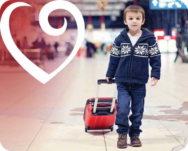 Kid with a suitcase on an airport